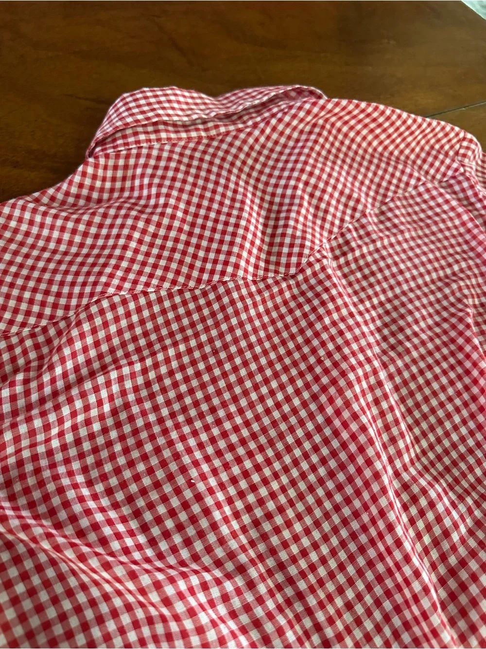 Vintage 70s 80s Wrangler Red Gingham Pearl Snap Western Shirt USA Made M - Picture 10 of 10